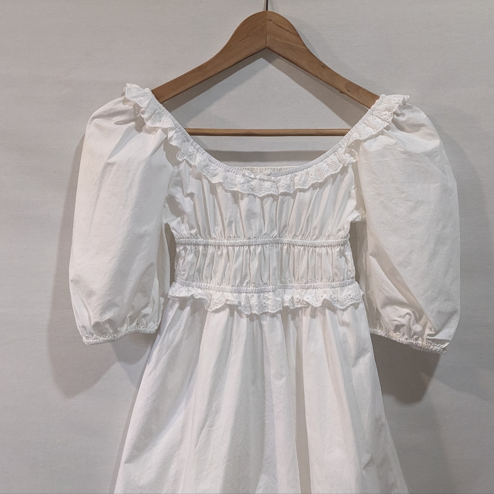 Altar'd State 100% Cotton White Puff Sleeve Dress Size XS - Picture 2 of 12